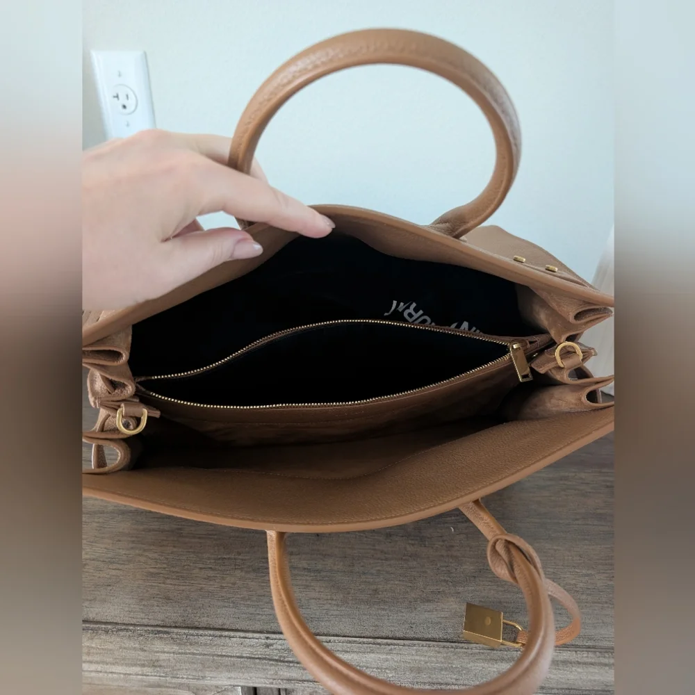Saint Laurent Medium Sac De Jour Tan Calfskin Leather Tote Bag - Picture 8 of 13
